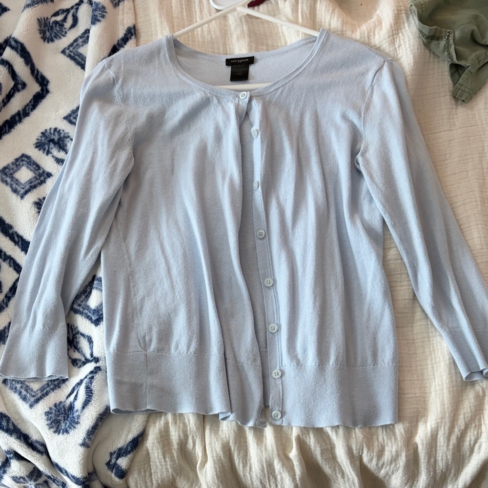 Light Blue Button-Up Cardigan